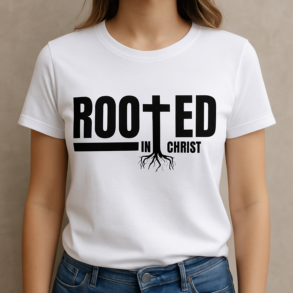 Rooted in Christ Christian T-Shirt – Faith Tee