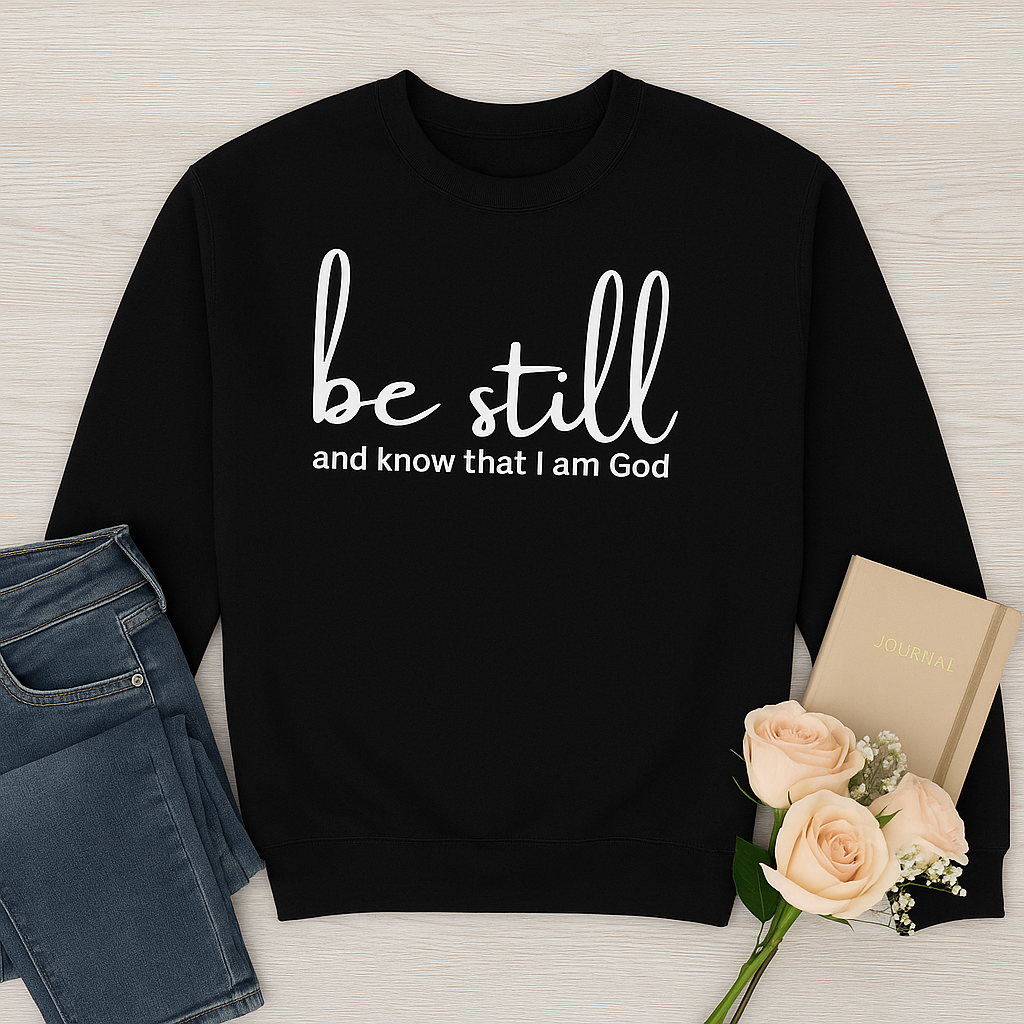 "Be Still” Faith Sweatshirt – A Cozy Reminder of God’s Presence