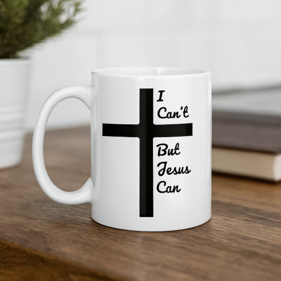 Inspirational Christian Mug – I Can’t But Jesus Can Quote