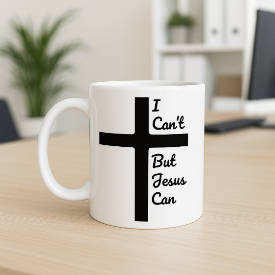 Inspirational Christian Mug – I Can’t But Jesus Can Quote
