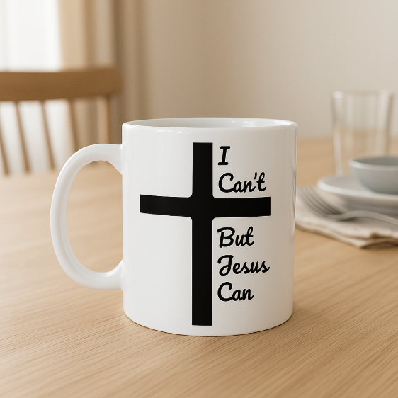 Inspirational Christian Mug – I Can’t But Jesus Can Quote