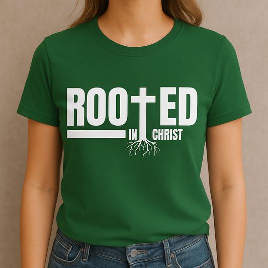 Rooted in Christ Christian T-Shirt – Faith Tee