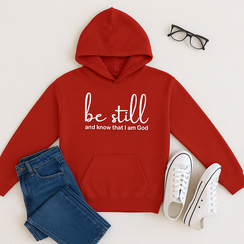 “Be Still” Reflection Hoodie – A Comforting Reminder of Faith