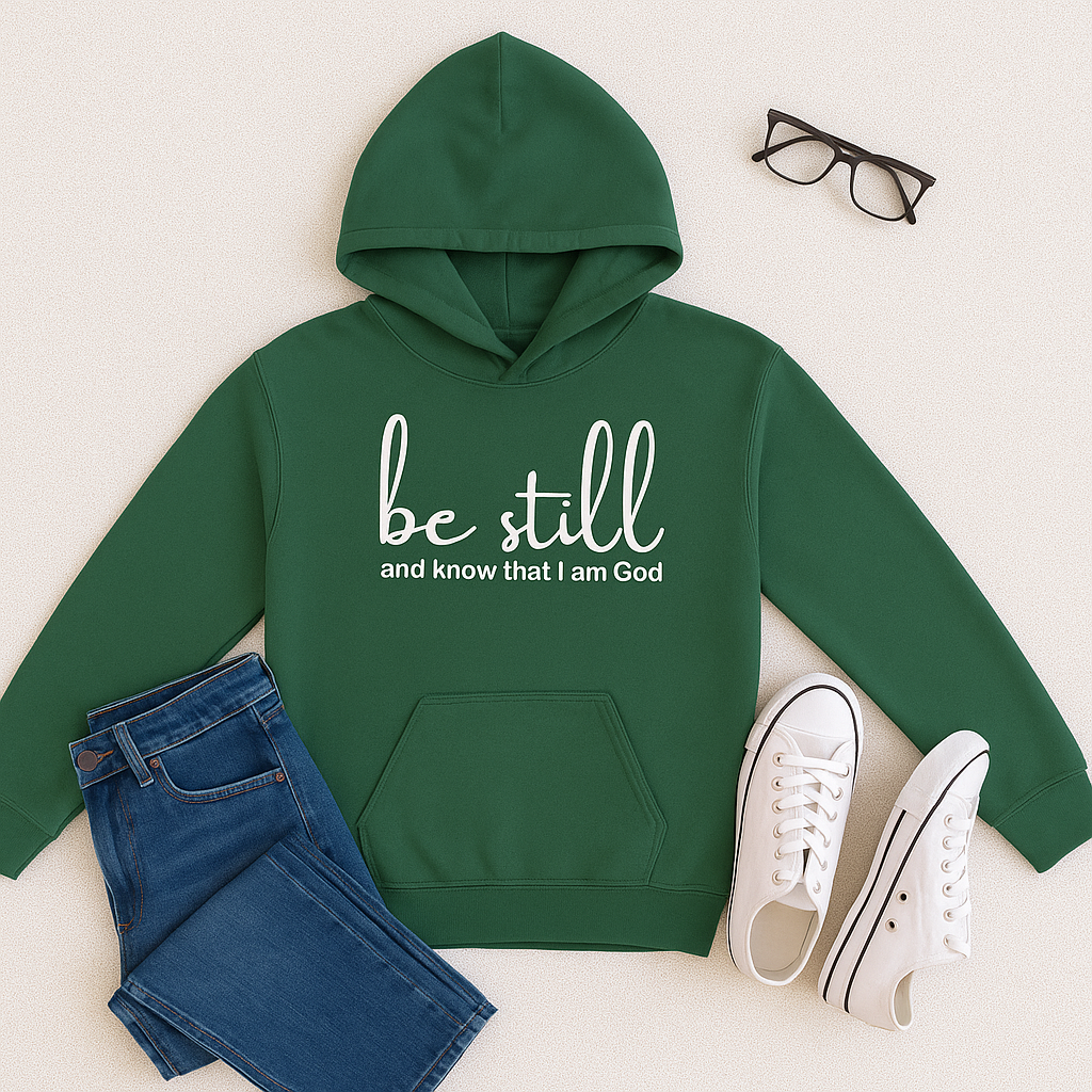 “Be Still” Reflection Hoodie – A Comforting Reminder of Faith