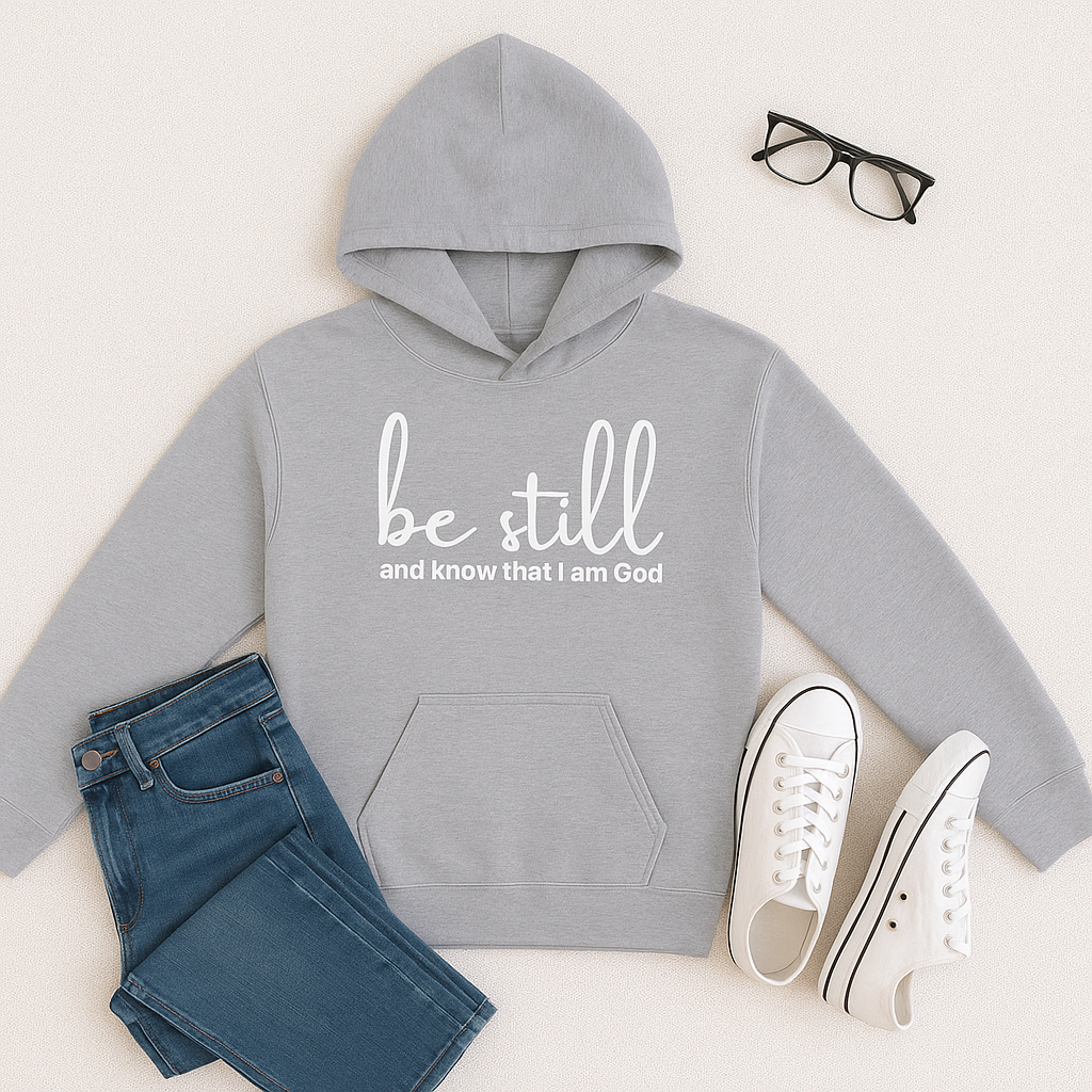 “Be Still” Reflection Hoodie – A Comforting Reminder of Faith