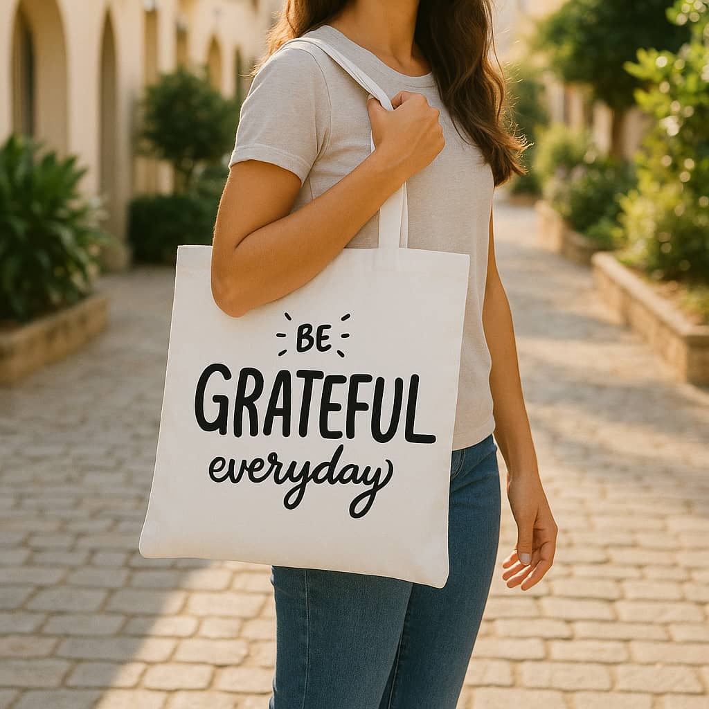 Be Grateful Everyday Tote Bag – Faith-Inspired Eco-Friendly Canvas Bag