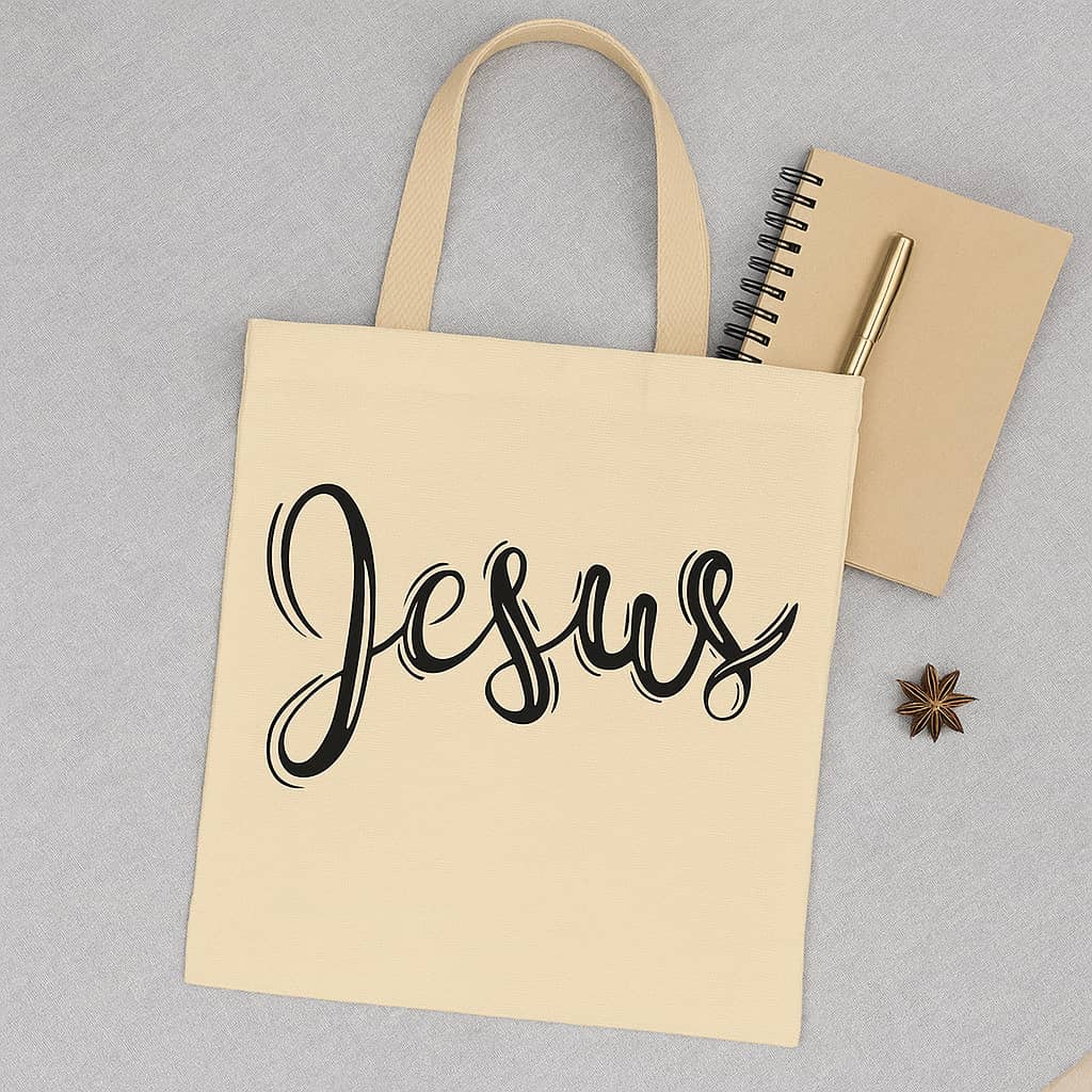 “Jesus” Tote Bag – Carry His Name with Grace and Purpose