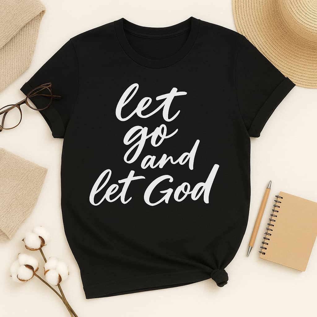“Let Go and Let God” Christian T-Shirt – A Peaceful Reminder to Trust His Plan