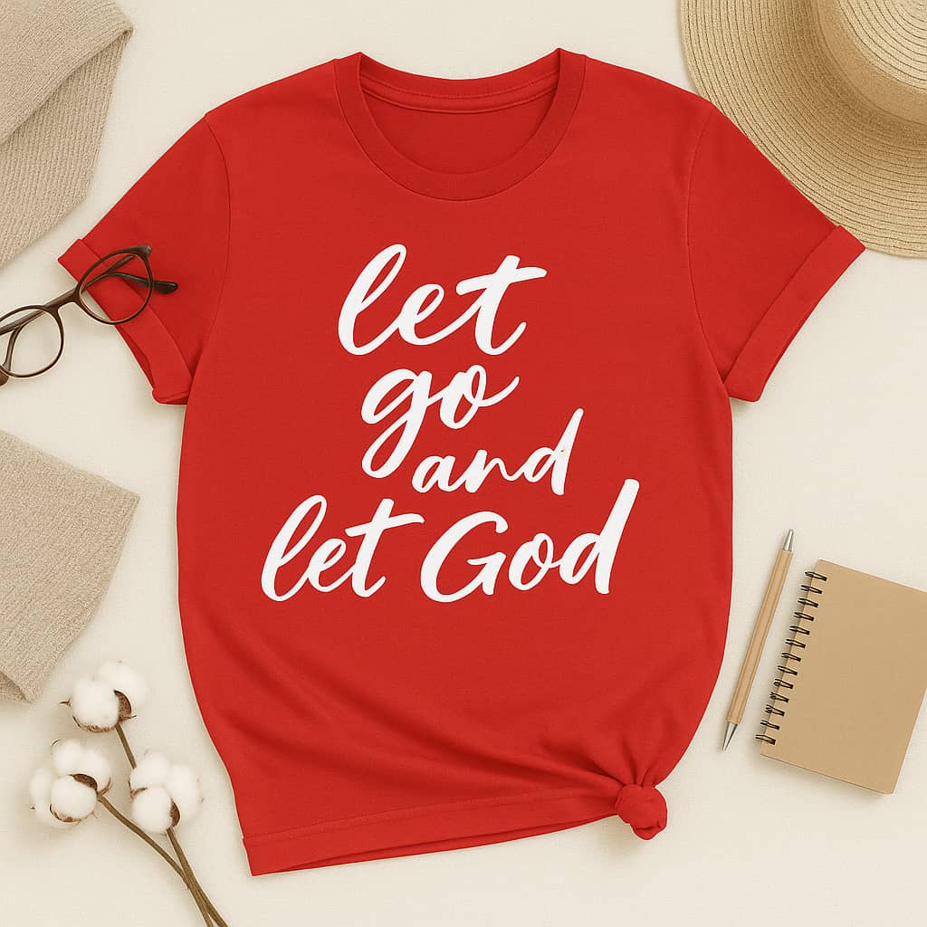 “Let Go and Let God” Christian T-Shirt – A Peaceful Reminder to Trust His Plan