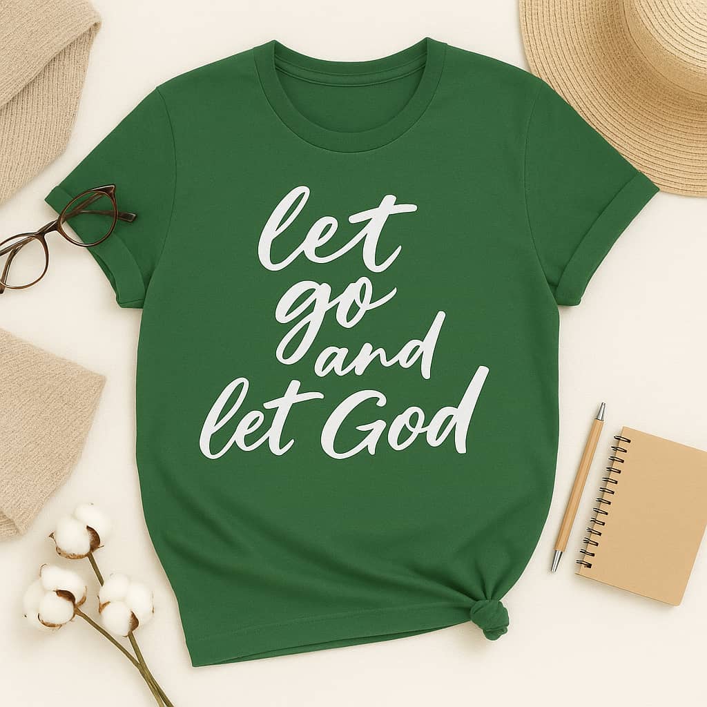 “Let Go and Let God” Christian T-Shirt – A Peaceful Reminder to Trust His Plan