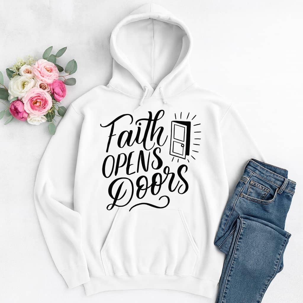 “Faith Opens Doors” Christian Hoodie – A Bold Reminder of God’s Unlimited Possibilities