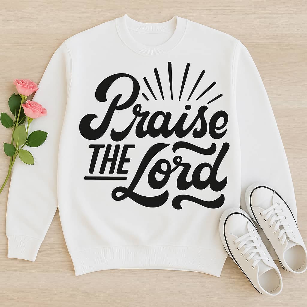 “Praise the Lord” Christian Sweatshirt – A Joyful Expression of Worship and Faith