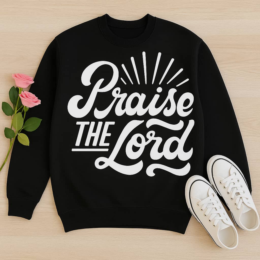“Praise the Lord” Christian Sweatshirt – A Joyful Expression of Worship and Faith