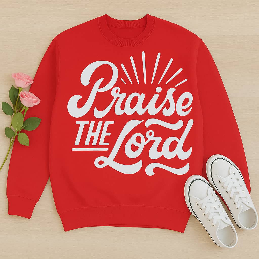 “Praise the Lord” Christian Sweatshirt – A Joyful Expression of Worship and Faith