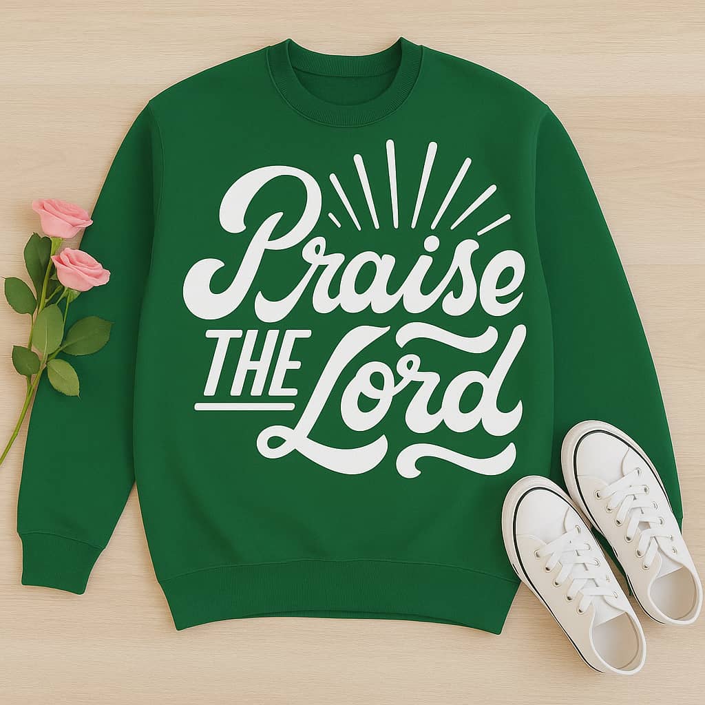 “Praise the Lord” Christian Sweatshirt – A Joyful Expression of Worship and Faith