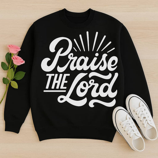 “Praise the Lord” Christian Sweatshirt – A Joyful Expression of Worship and Faith