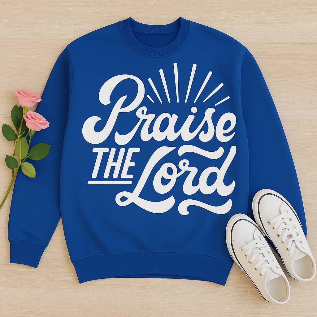 “Praise the Lord” Christian Sweatshirt – A Joyful Expression of Worship and Faith