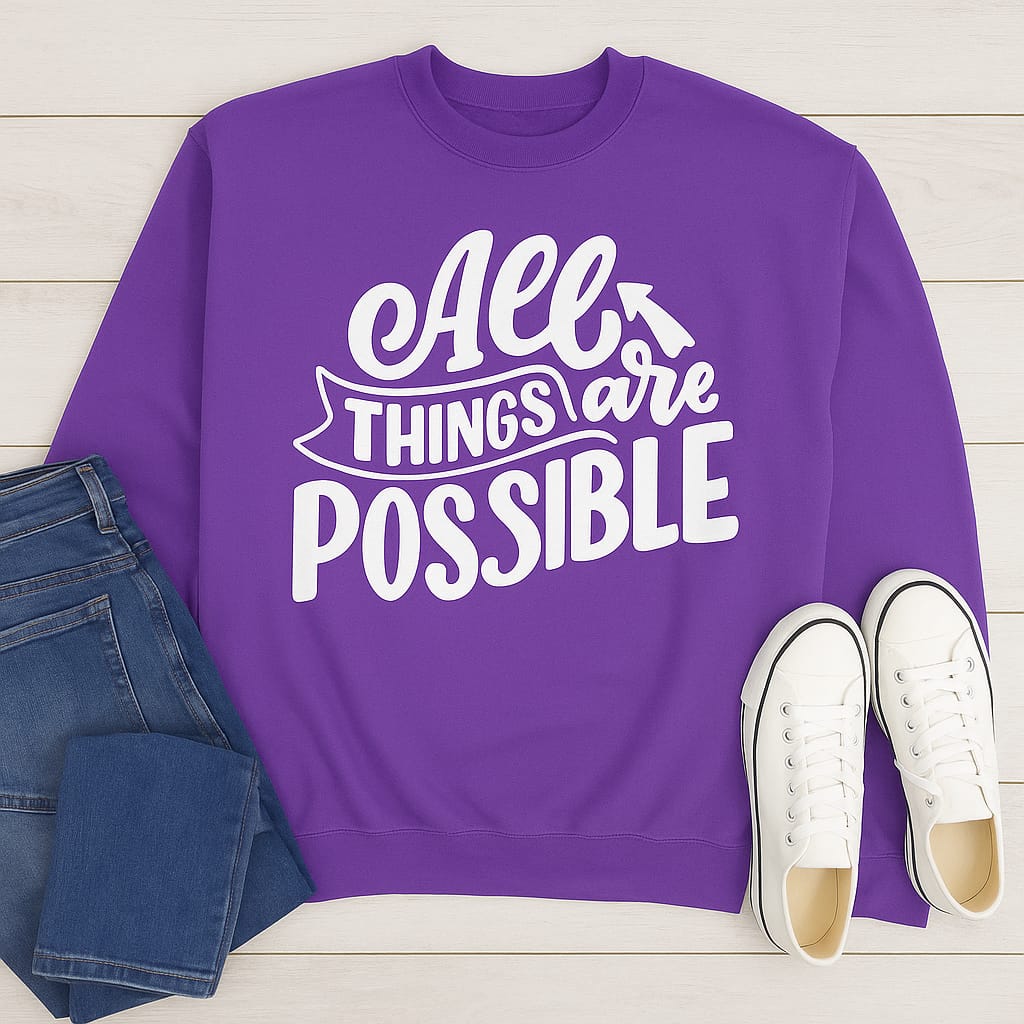 “All Things Are Possible” Faith Sweatshirt – Inspirational Christian Sweater for Everyday Comfort