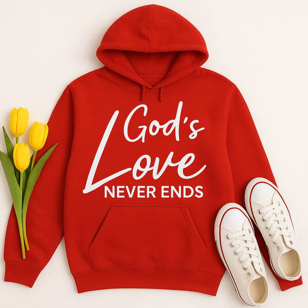 “God’s Love Never Ends” Christian Hoodie – Comforting Faith Hoodie, Scripture-Inspired Encouragement